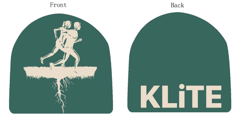 Two arch-shaped logos with a silhouette and text 'KLiTE' on a green background.